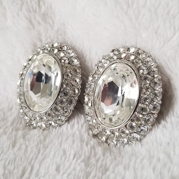 Yves Saint Laurent Rhinestone Clip On Earrings - Picture 2 of 13